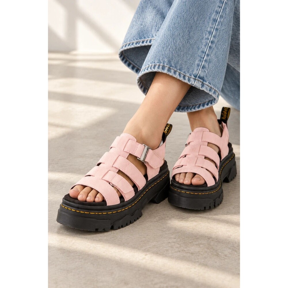 DR. MARTENS Women's Mattison Platform Suede Leather Sandals Pink NIB US 10 EU 41